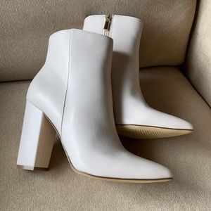 White leather heels booties